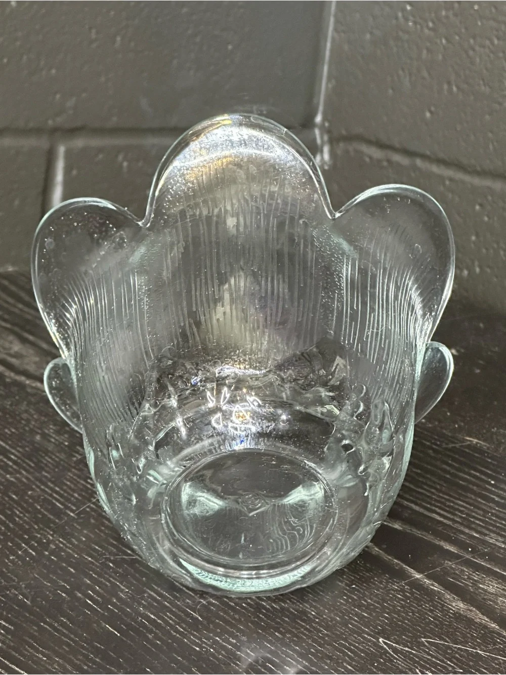 Decorative Clear Green Glass Flower Bowl - Home Art - Picture 5 of 7